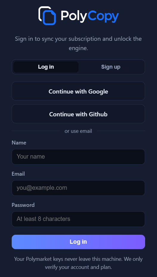 Sign-in screen